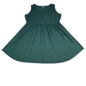 Showmall Green Sleeveless Empire Waist Babydoll  Dress Plus Size 3X 22W-24W New